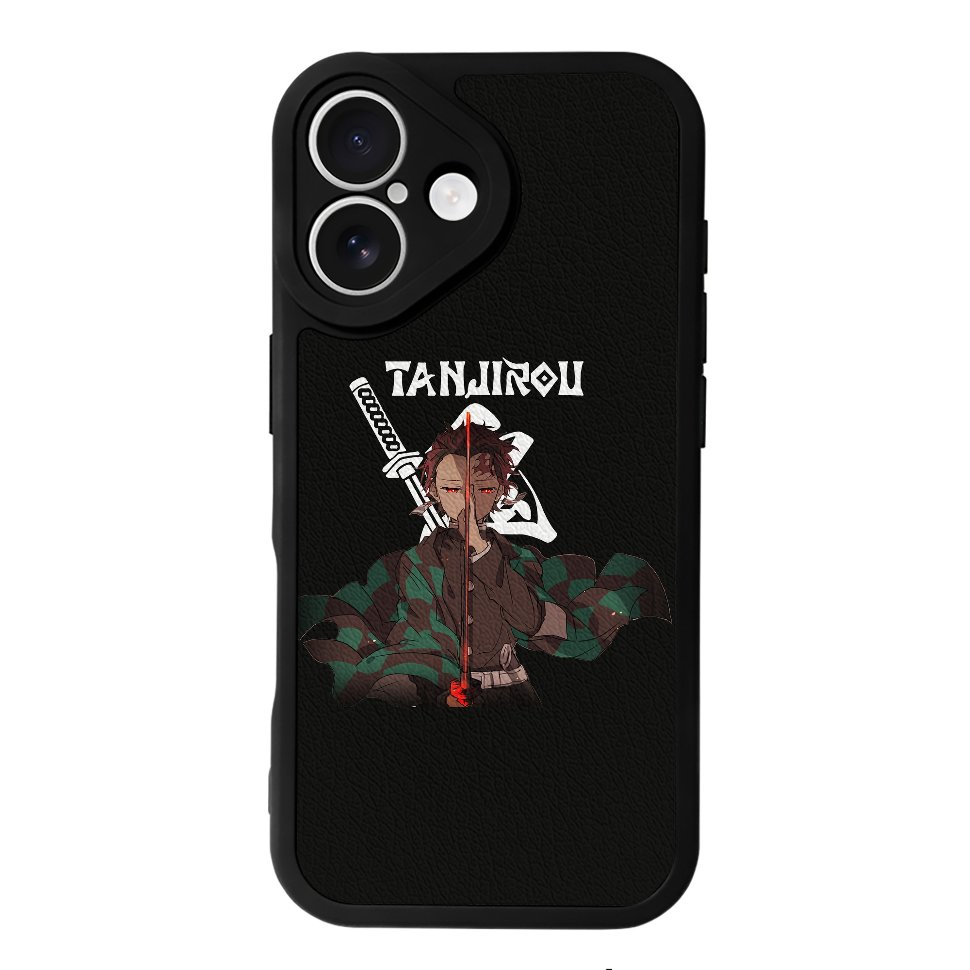 （画像用） 鬼滅の刃 竈門 炭治郎／かまど たんじろう Kamado Tanjirou 【iPhone 16シリーズ対応】シリコンスマホケース（レザー調） 材質：シリコン